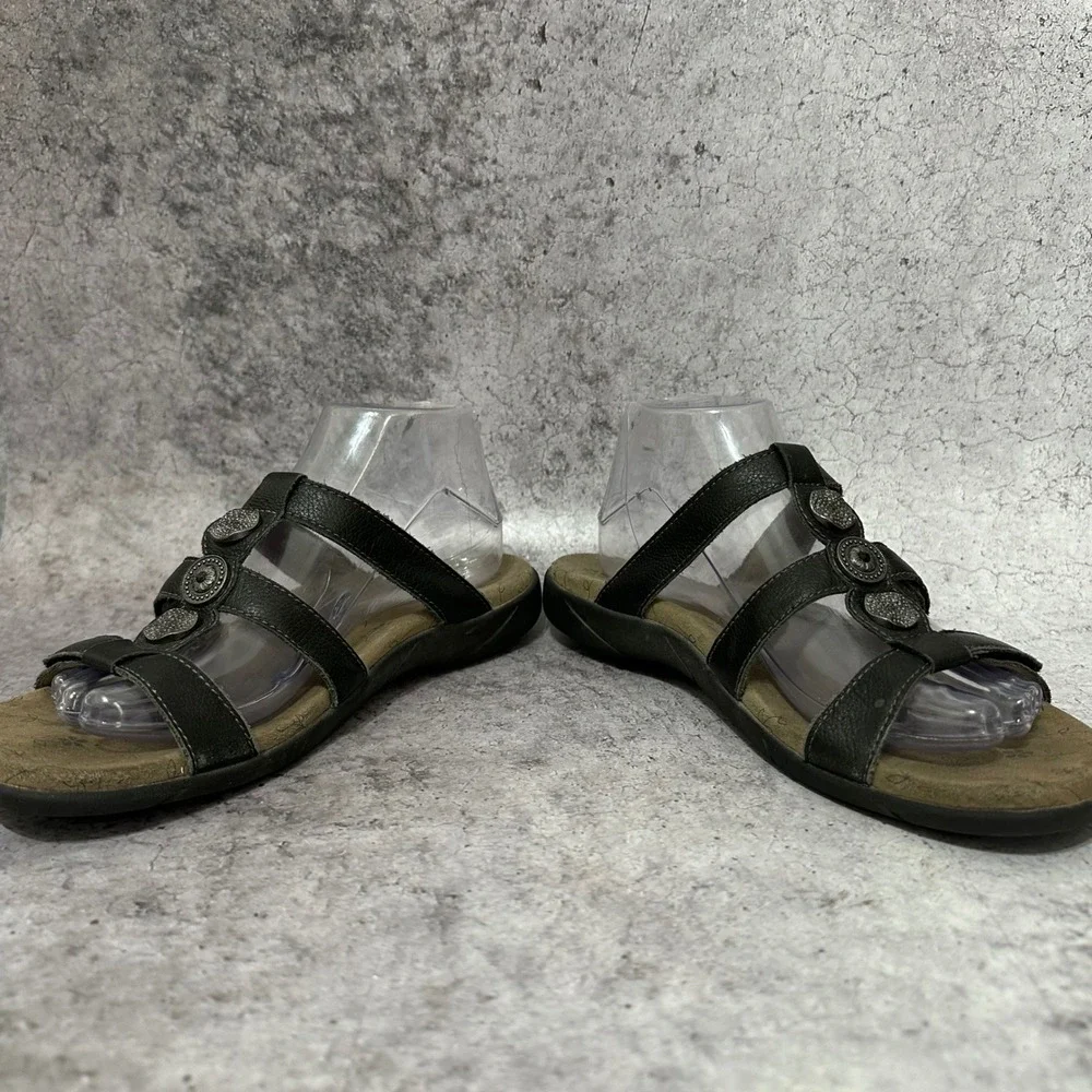 Taos Prize 3 Sandals Womens 9 Black Leather Medallion Comfort Strappy